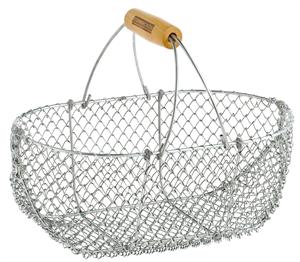 Galvaniseret trådkurv med træhåndtag, 7 liter